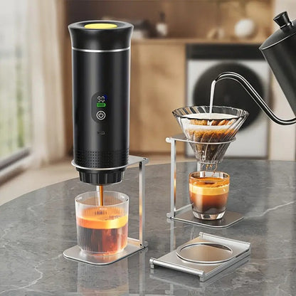 Foombthe Portable Espresso Coffee Machine with Digital Display 3-In-1 Capsule Coffee Maker for Car & Home Camping Coffee Maker