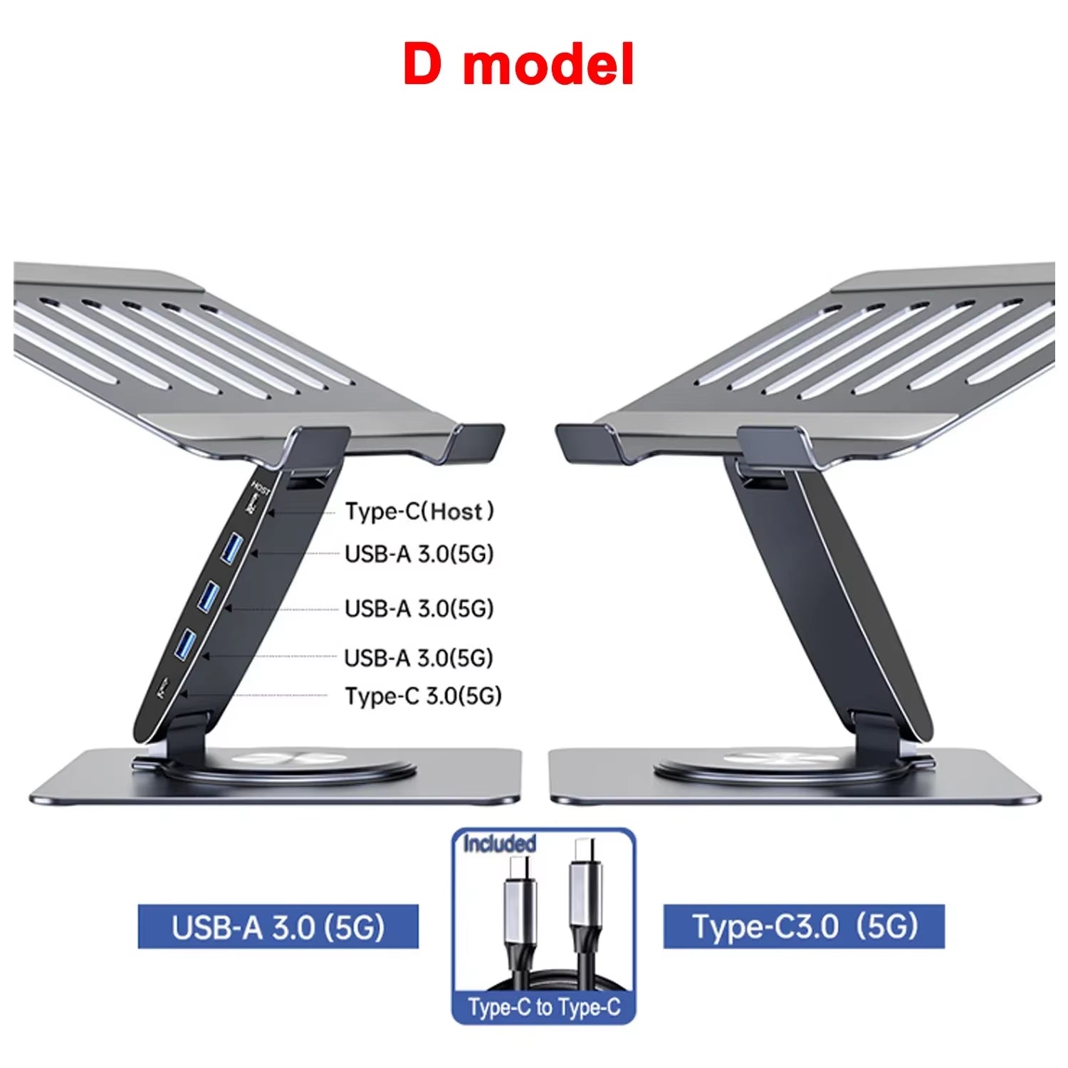Laptop Stand for Macbook Pro Air Dell HP Surface 360° Rotatable Foldable with USB C Hub Universal Laptop Bracket Holder