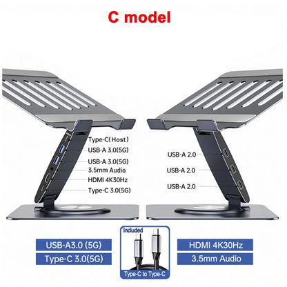 Laptop Stand for Macbook Pro Air Dell HP Surface 360° Rotatable Foldable with USB C Hub Universal Laptop Bracket Holder