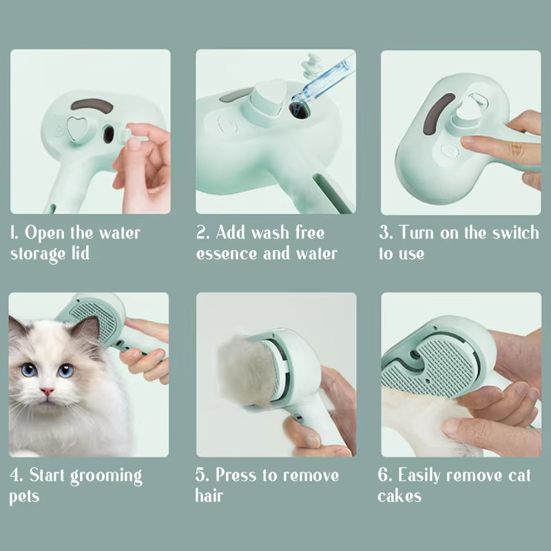 Dog Comb Pet Steam Massage Brush Safe round Head Soft Teeth Spray Hair Removal Comb for Dog Universal for Cats Dogs Accessories