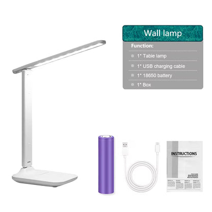 Double Headed Desk Lamp Eye Protection with Fan Table Lamp LED Rechargeable Dimmable Smart Display for Study Reading Night Light